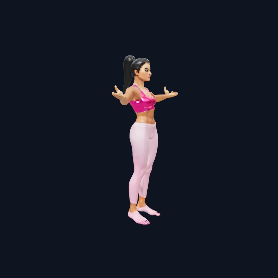 Fitness Female Character Rigged and Animated D Model